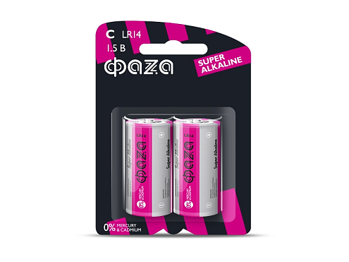 Элемент питания алкалиновый C/LR14 1.5В Super Alkaline BL-2 уп.2шт ФАZА 2858504: фотография 1