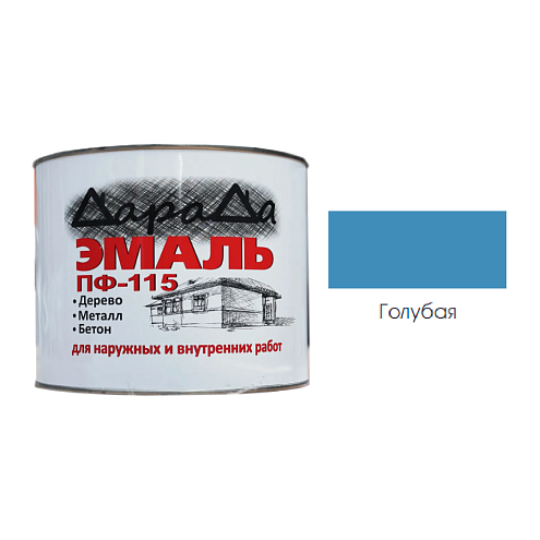 Эмаль ПФ-115 (ГОСТ 6465-76) «ДараДа», голубая 1,8кг: фотография 1