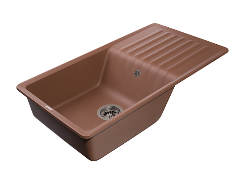 Мойка GRANFEST QUARZ 73 1 чаша+крыло  860х480 мм терракот без сифона: фотография 1