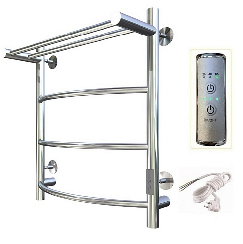 Полотенцесушитель электрический ЛЦ 60х50 Дуга, полка 5 перекладин, универсальный (скрытое подключение) Тругор: фотография 1