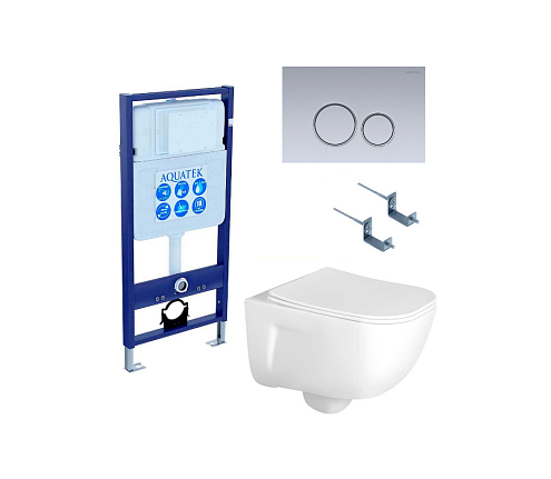 SET AQUATEK ДИВА 4в1: рама Aquatek Standard INS-0000012 + крепеж KKI-0000002 + клавиша KDI-0000015 + унитаз Дива AQ2012-00 с тонким сиденьем soft-close: фотография 1