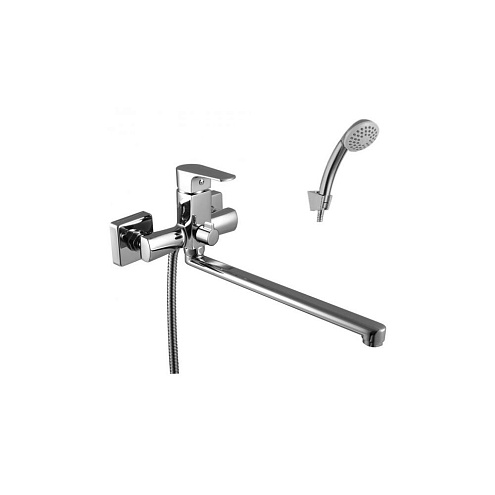 Смеситель Lemark "плюс Фактор" LM1651C универсальный с плоским изливом 300мм, дивертор с керамическими пластинами с аксессуарами: фотография 1