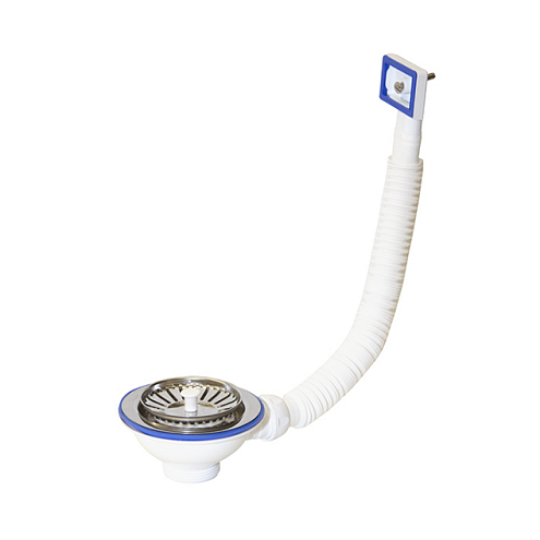 Перелив для мойки 3 1/2" (112мм) нержавеющая сетка, прямоугольный Unicorn E155P: фотография 1