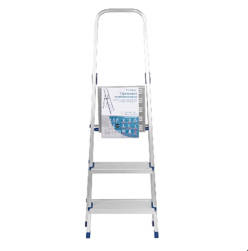 Стремянка алюминевая, 3 ступени, высота 60/123см, РемоКолор: фотография 1