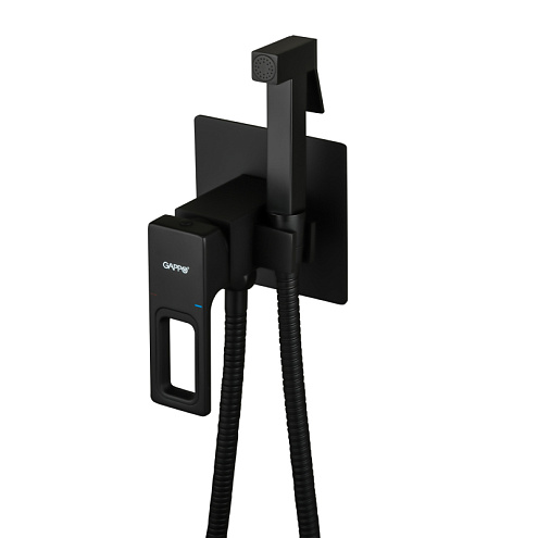 Смеситель с гигиенической лейкой 35к G7217-6 GAPPO встраиваемый, ЧЕРНЫЙ: фотография 1