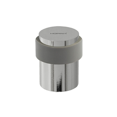 Ограничитель дверной Нора-М 122 напольный хром серое резиновое кольцо: фотография 1