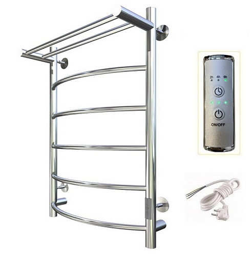 Полотенцесушитель электрический ЛЦ 80х50 Дуга, полка 7 перекладин, универсальный (скрытое подключение) Тругор: фотография 1