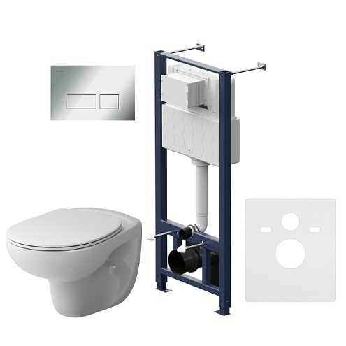 Комплект инсталляция AM.PM IS47051.741700 с подвесным унитазом Sense, с сиденьем микролифт и клавишей смыва хром глянец: фотография 1