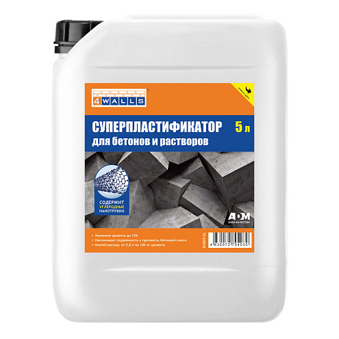 Суперпластификатор универсальный для бетона, 5л  4Walls: фотография 1