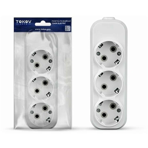 Колодка удлинителя 3-м 16А с заземлением АБС-пластик белый TOKOV ELECTRIC TKE-C01-KU3-Z: фотография 1