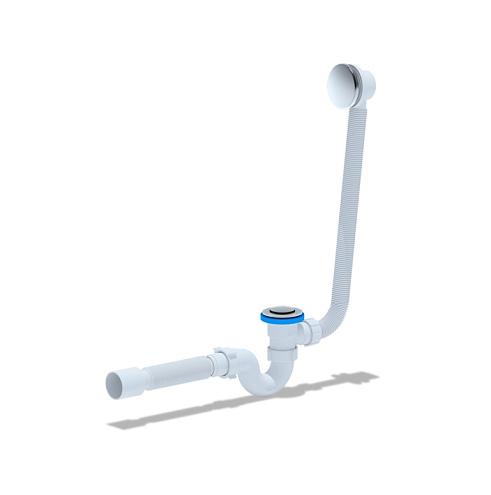 Сифон для ванны прямоточный с выпуском 1 1/2"х40 с переливом, клик-клак, с гибкой трубой 375х40/50 (сетка) АНИ Пласт ЕC155S: фотография 1