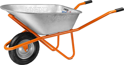 Тачка строительная, одноколесная, 90л/180кг, Сибин: фотография 1