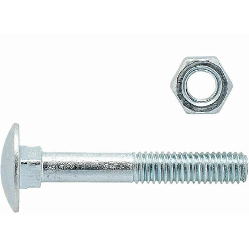 Болт мебельный DIN603 оцинкованный  8х60мм с гайкой, 4шт: фотография 1