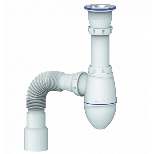 Сифон 1 1/2"х40 с гофрой 40х40х50 с прикручивающимся выпуском Unicorn А220: фотография 1