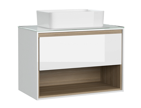 Тумба под раковину подвесная LOUNA 80 со столешницей белый: фотография 1