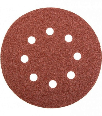 Круг шлифовальный под липучку "Велкро", 5шт., 125мм  Р 80, 8 отверстий, STAYER: фотография 1