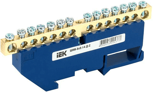 Шина нулевая на DIN-изол. ШНИ 6х9-14-Д-С IEK YNN10-69-14D-K07: фотография 1