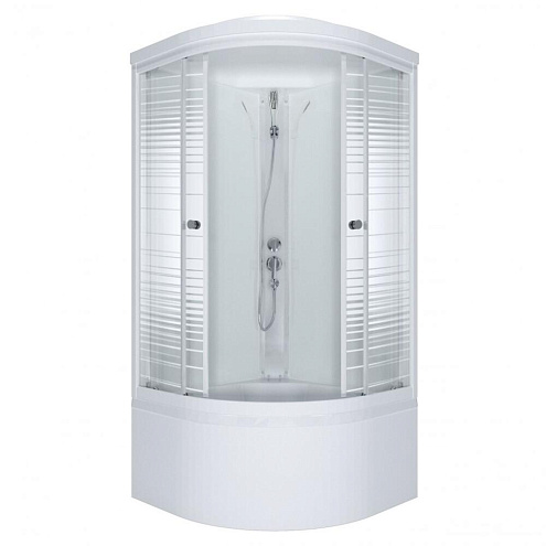 Душевая кабина "Стандарт Б3" - ДН4, Полосы 90х90 полукруг, глубокий поддон, сифон E410CL: фотография 1