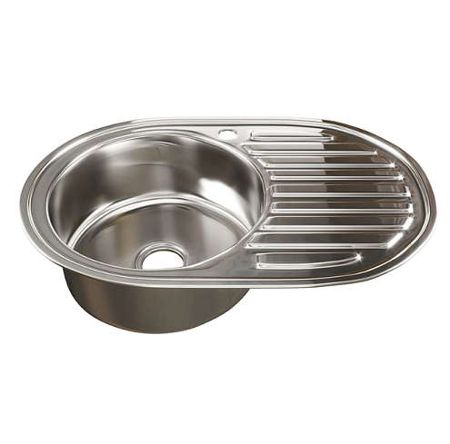 Мойка овал 500х770 левый выпуск 3 1/2" MIXLINE 160 мм с сифоном: фотография 1