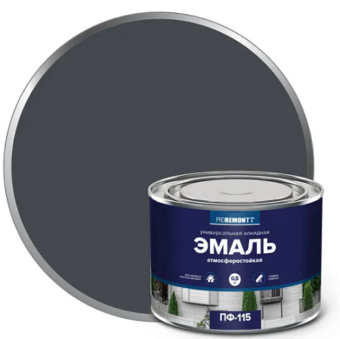 Эмаль ПФ-115 PROREMONTT Графит RAL 7024 0,5кг : фотография 1