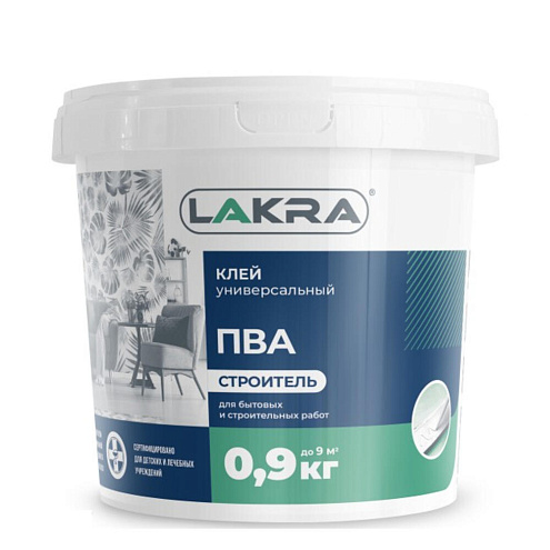 Клей ПВА ЛАКРА, универсальный Строитель  0,9кг: фотография 1