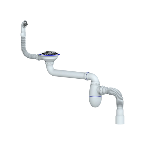 Сифон 3 1/2" со смещением, круглый перелив, с гофрой 40х40/50 Unicorn BC23: фотография 1