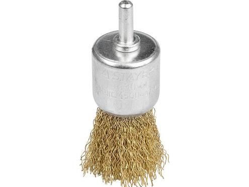 Кистевая щетка, 17мм, со шпилькой, витая стальная латунированная проволока 0,3мм, STAYER: фотография 1