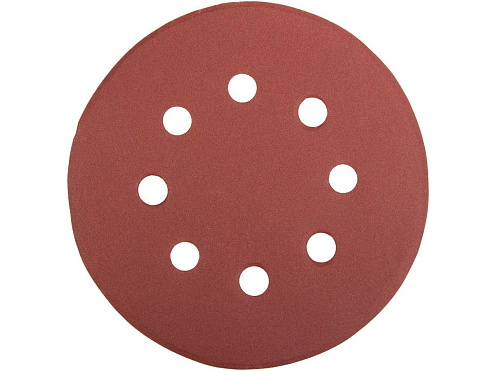 Круг шлифовальный универсальный  "Велкро", 5шт., 125мм  Р 80, 8 отверстий: фотография 1